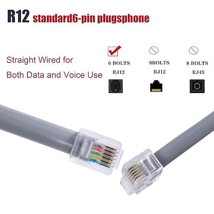 RJ12 Cable Phone Cord RJ12 6P6C Male to Male Straight Wired - Image 2