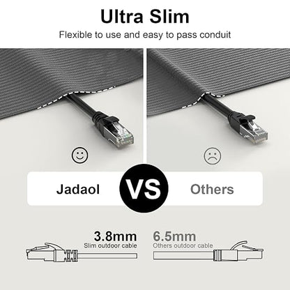 Jadaol Cat6a Ethernet Cable 10 ft, Slim 10G 550MHz 28AWG Patch Cable, Snagless - Image 3
