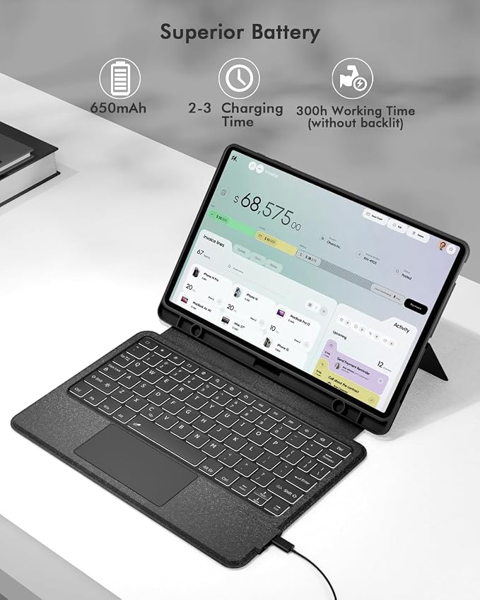 Doohoeek Keyboard Folio for Samsung Galaxy S10 Fe 10.9" 2025 / S9 FE / S9 - Image 6