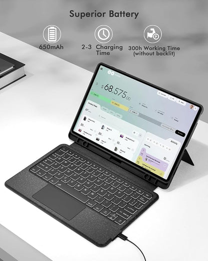 Doohoeek Keyboard Folio for Samsung Galaxy S10 Fe 10.9" 2025 / S9 FE / S9 - Image 6