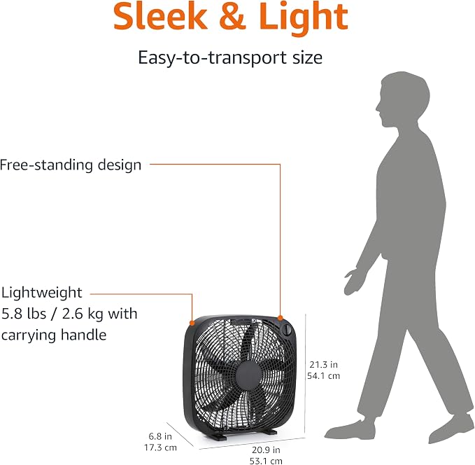 Amazon Basics 3 Speed Box Fan, Indoor Electric Fan - Image 3