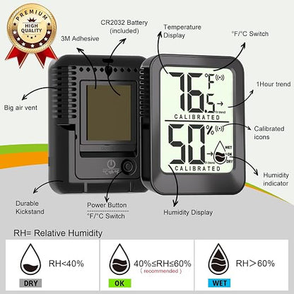 Antonki 4 Pack Mini Room Thermometer Hygrometer Indoor Temperaure and Humidity - Image 6