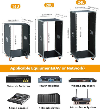 AV Gear Rack 24U Home Audio & Video Stage Stereo Equipment Storage Cabinet - Image 5