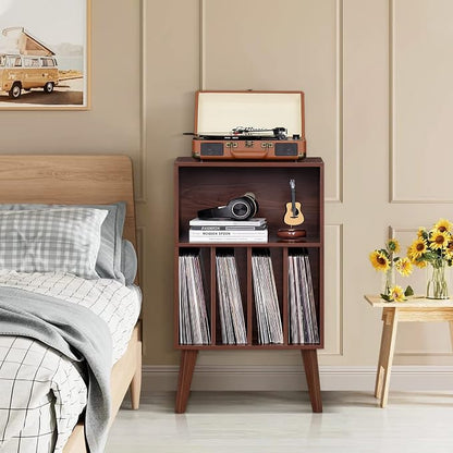 Lerliuo Record Player Stand, Walnut Turntable Stand Holds up to 160 Albums - Image 9