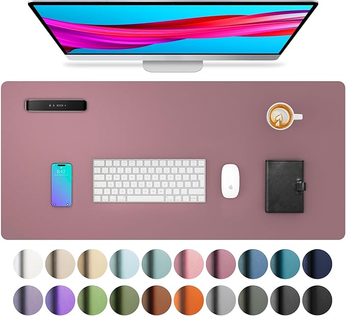 Aothia Leather Desk Pad Protector, Mouse Pad, Office Desk Mat, 31.5" x 15.7" by Aothia