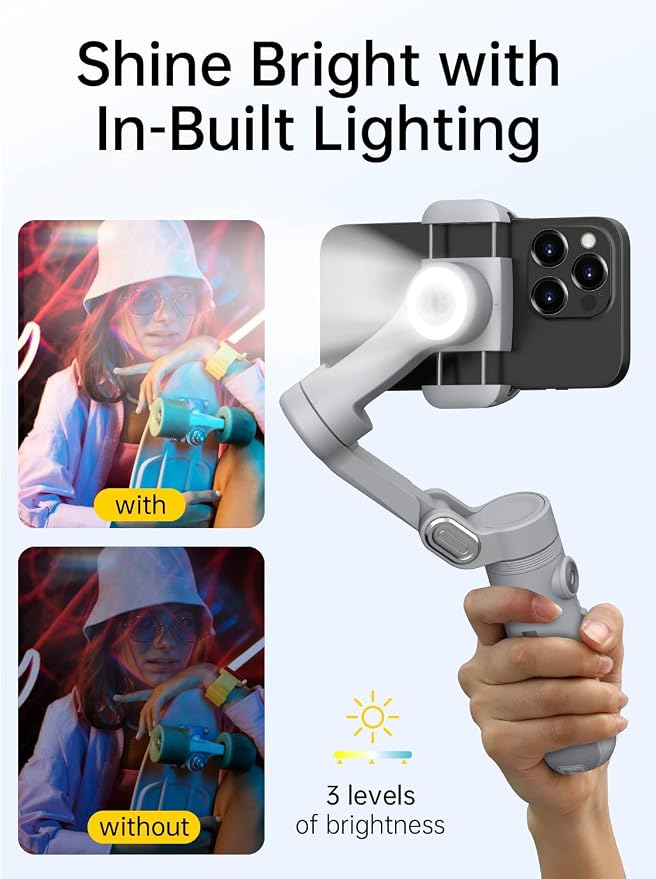 Gimbal Stabilizer for Smartphone, 3-Axis Portable iPhone Gimbal w/OLED Display - Image 3