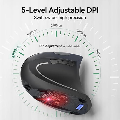 TECKNET Ergonomic Mouse, Rechargeable Vertical Ergo Mouse Wireless 800-4800 - Image 6