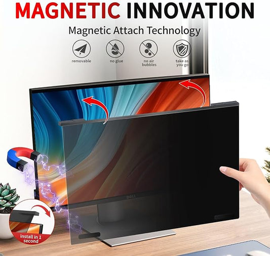 Magnetic 24 Inch Computer Privacy Screen Filter, Aluminum Alloy Hanging Privacy - Image 2