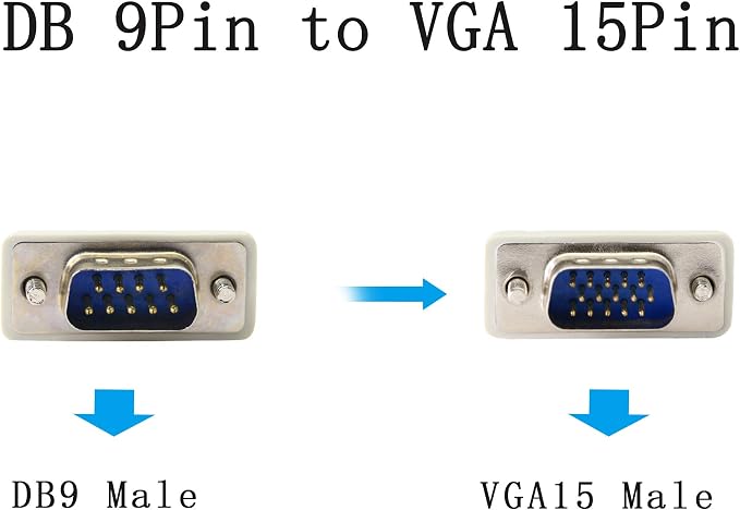 PNGKNYOCN 4.5 Feet DB 9 Pin Male to VGA 15 Pin Male Adapter Cable, RS232 to VGA - Image 3