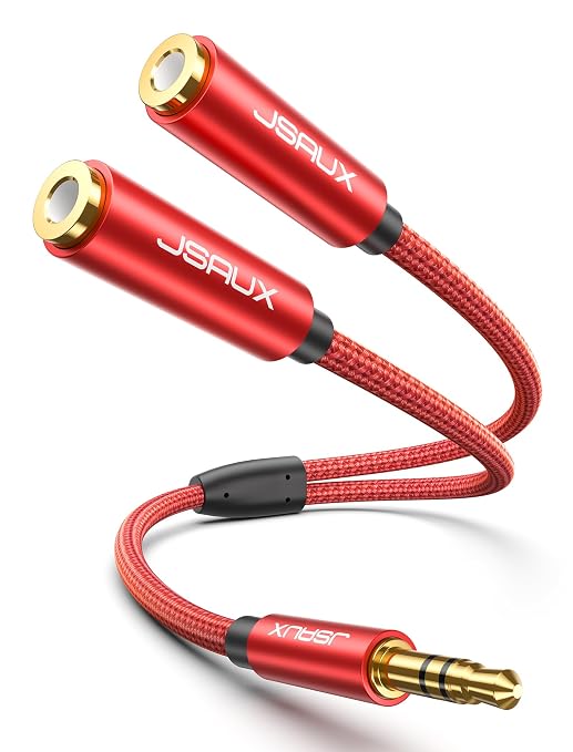 JSAUX Headphone Splitter 3.5mm, Audio Splitter 2 Female to 1 Male, Dual by JSAUX