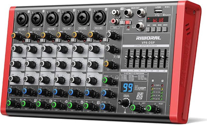 8 Channel Audio Interface Sound Board Mixing Console XLR 1/4 inch Jack USB by RiworalAudio
