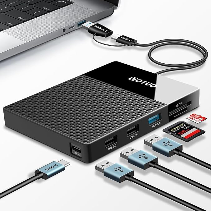 1TB External Hard Drive, USB C Multiport Hub HDD 7-in-1, USB 3.0, SD/TF Card by YOTUO