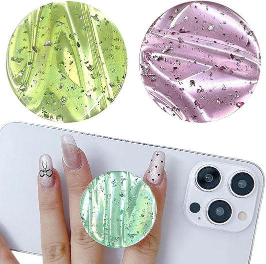 3 Pack Fashionable Clear Glitter Expandible Collapsible Moblile Phone Grip - Image 2