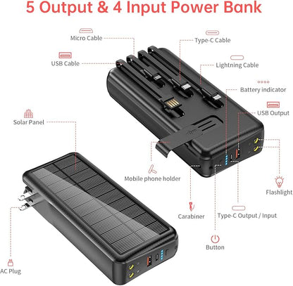 Portable Charger with Built in Cable and Wall Plug 50000mAh PD30W Fast Charging - Image 6
