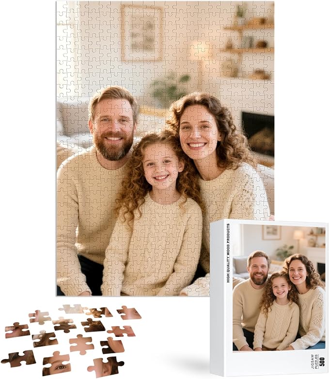 Custom Puzzles from Photos, Personalized Natural Wood Puzzle by EGUEGU