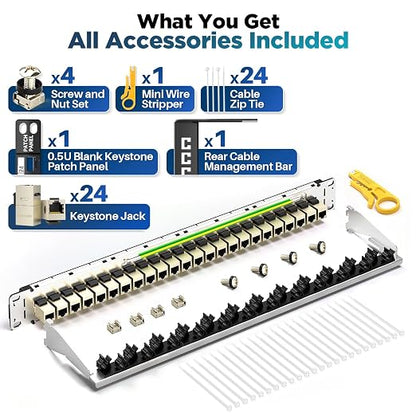 AMPCOM CAT7 Keystone Patch Panel 24-Port 1U - Image 7