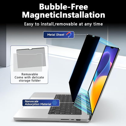 Magnetic Privacy Screen for Macbook Pro 16 Inch, Removable Anti Glare Blue - Image 4