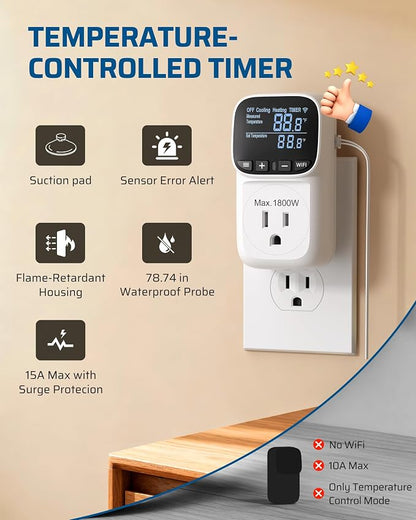 DEWENWILS Smart WiFi Temperature Controller, 15A 1800W Thermostat Controlled - Image 4