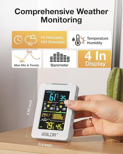BALDR Weather Station with 1H & 12H Dual Forecast, Rechargeable USB Powered - Image 4