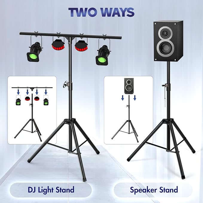 Qoope DJ Light Stand T-Bar, Heavy-Duty DJ Stand Tripod Adjustable DJ Lighting - Image 6