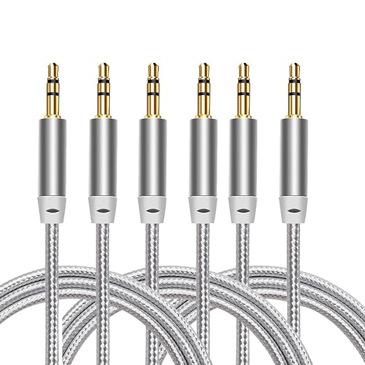 3.5mm Nylon Braided Stereo Audio Cable, 4.9ft/1.5m Male to Male Aux Cord Audio by Faoyliye