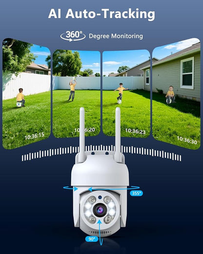 OOSSXX 2 Pack Outdoor WiFi Security Cameras 3MP, PTZ Pan Tilt - Image 2