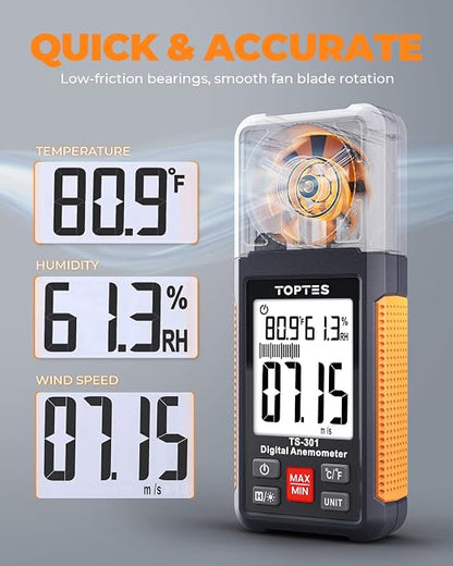 TopTes TS-301 Digital Anemometer, Wind Speed Meter - Image 4