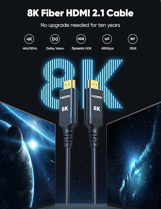 Highwings 8K 4K 120HZ 100FT HDMI Cable Fiber Optic, Unidirectional in-Wall CL3 - Image 2