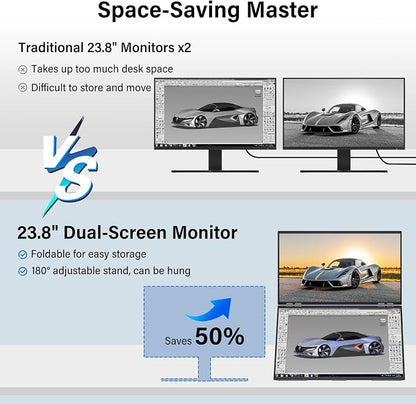 InnoView 23.8" FHD 100Hz Dual Monitor Built-in Speakers 315°Adjustable 100% - Image 5