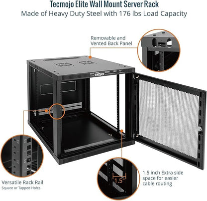 Tecmojo 12U Wall Mount Rack Cabinet, Heavy-Duty 176 Lbs High Load Capacity - Image 5