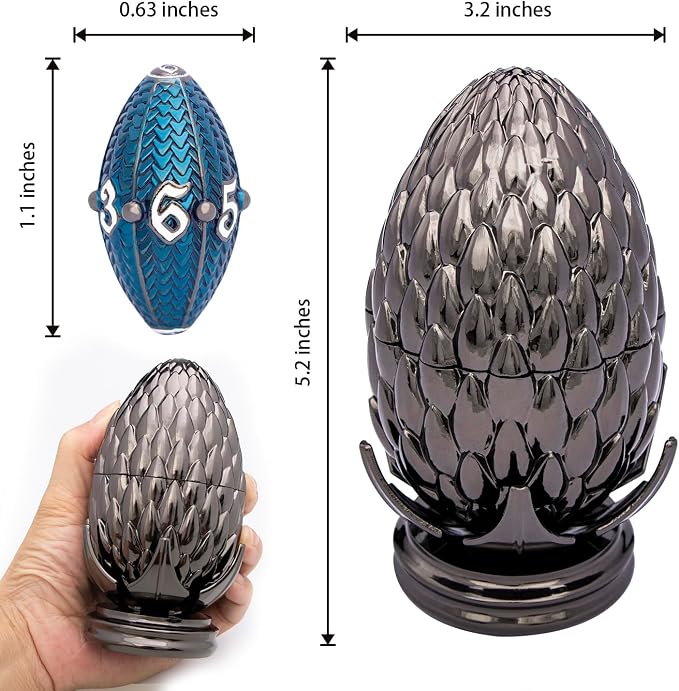 ARUOHHA DND Metal Dice Black Blue Dragons Egg Dice - Image 7