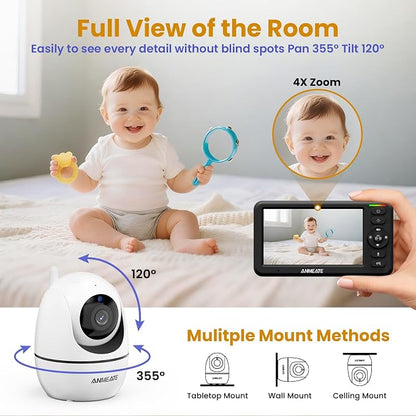 Baby Monitor with Camera and Audio – 720P Baby Camera No WiFi, Remote Pan& - Image 3