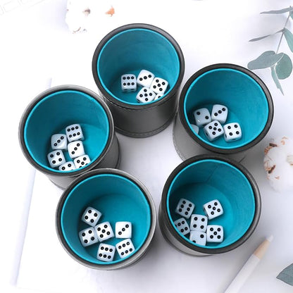 5 Pack PU Leather Dice Cups Felt Lining Quiet Shaker - Image 3