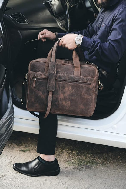 Leather briefcases Laptop Messenger Bags Best Office School College Satchel Bag - Image 7