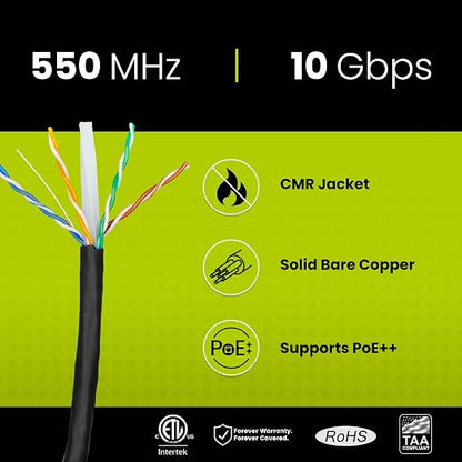 trueCABLE Cat6 Riser, 23AWG 4 Pair Solid Bare Copper, ETL Listed, Unshielded - Image 2