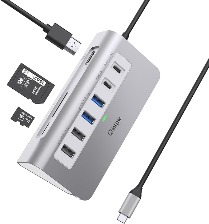 USB C Hub, intpw 9-in-1 USB Hub by intpw