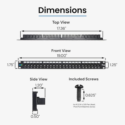 ICC CAT6A Feed-Through Patch Panel, 24 Port, 1U Rackmount, RJ45 Ethernet Patch - Image 8