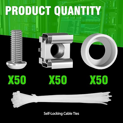 M6 x 16mm Rack Mount Cage Nuts, Screws and Washers - Image 2