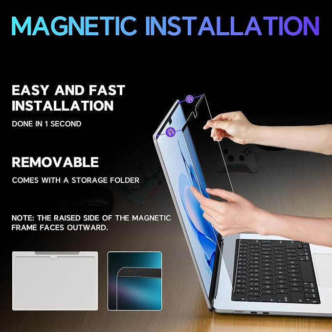 Magnetic Privacy Screen for Macbook Pro 16 Inch, Removable Anti Glare Blue - Image 5