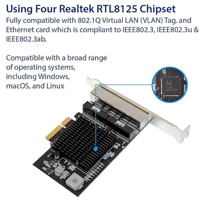 IO CREST Quad 2.5 Gigabit Ethernet PCI Express PCI-E Network Interface Card - Image 3