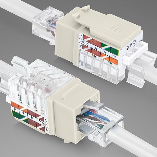 Everest 45° Angled RJ45 Cat6 Keystone Jacks 50-Pack in Light Almond - Image 8