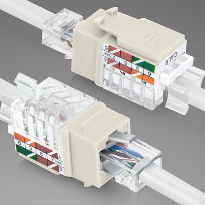 Everest 45° Angled RJ45 Cat6 Keystone Jacks 50-Pack in Light Almond - Image 8