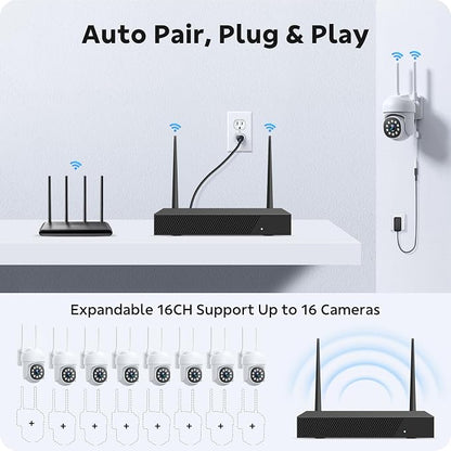 CAMCAMP Home Security Camera System 8 PTZ Cameras Wireless Outdoor 16CH NVR | - Image 4