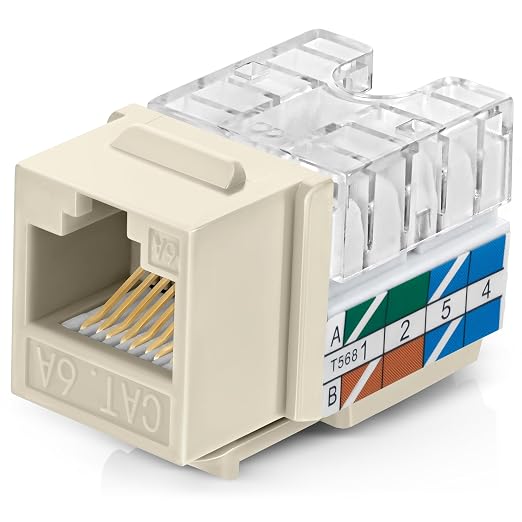 Everest 90° Angled RJ45 Cat6A Keystone Jacks 50-Pack in Ivory by EverestMediaSolutions