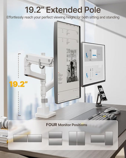 monTEK Dual Monitor Arm for up to 57" and 59.4 lbs Ultrawide Screen, Aluminum - Image 3