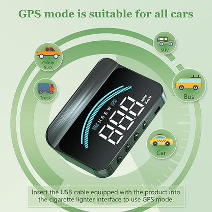 AZIJYV Heads Up Display for Cars M11, Universal OBD+GPS Digital Speedometer - Image 4