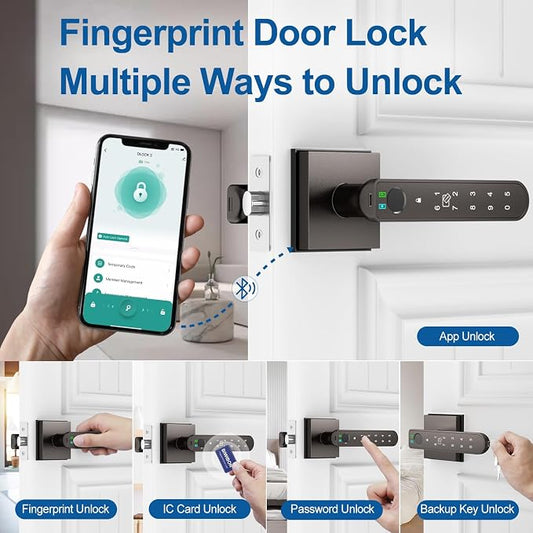 BIWIBON Fingerprint Door Lock, 5 in 1 Finger Print Door Knob - Image 2