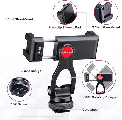 ULANZI Metal Phone Tripod Mount ST-10, Universal 360° Smartphone Adapter - Image 7