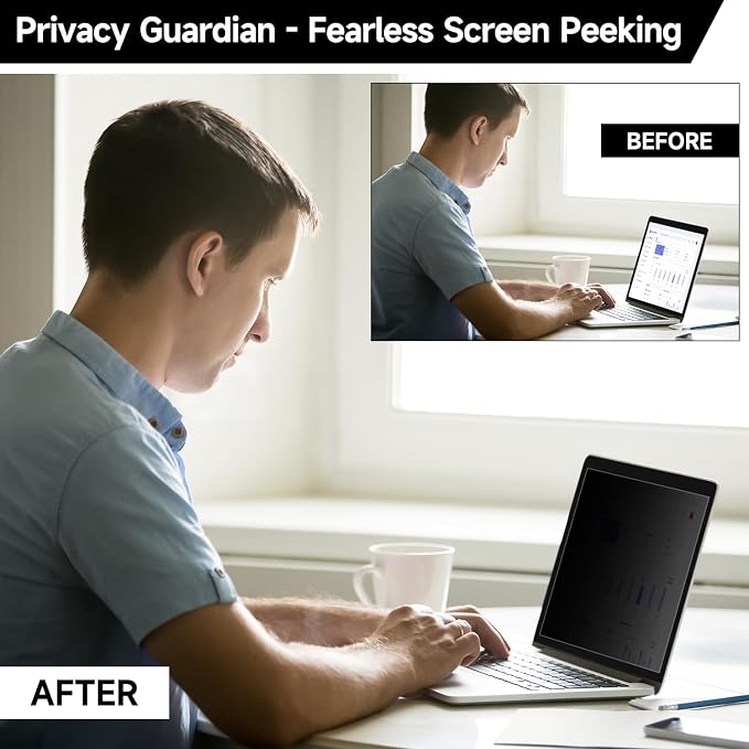 15.6 Inch 1920x1080 Laptop Privacy Screen Filter, Anti Blue Light Glare & Anti - Image 5