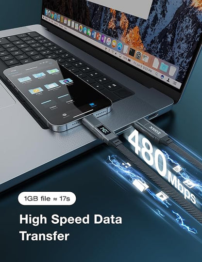 4 in 1 USB C Cable with Wattage Display, 140W Flat Nylon Braided Multi Charge - Image 6